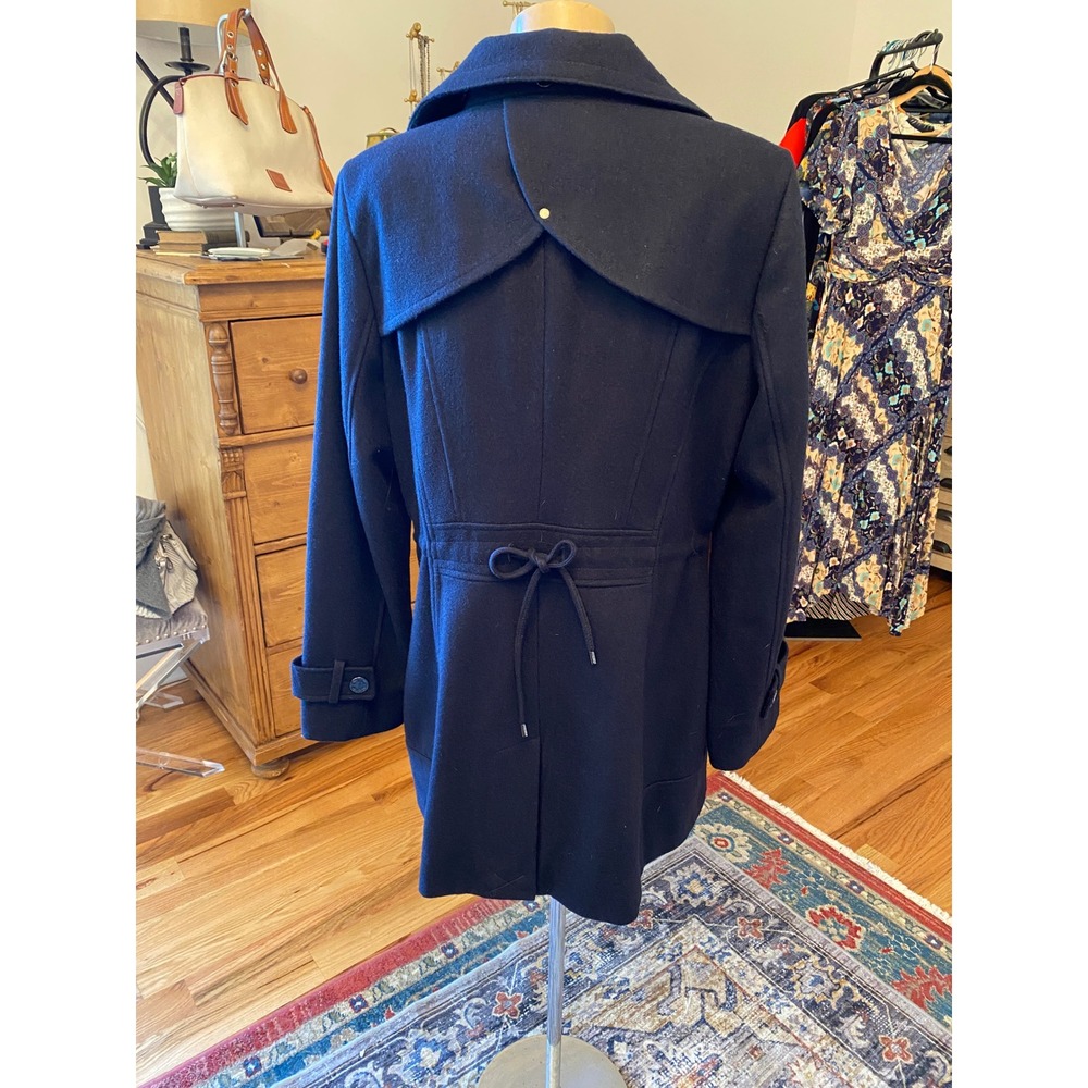 Calvin Klein Women's Navy Wool Blend Zip Front Trench Coat Jacket Size 10‎ - Picture 4 of 16